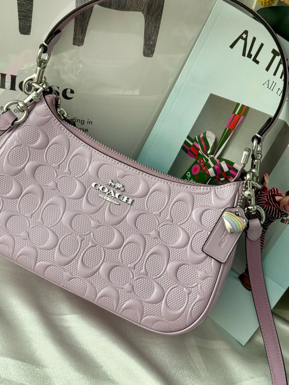 Coach Lilac Signature Embossed Crossbody Bag - Picture 2 of 11